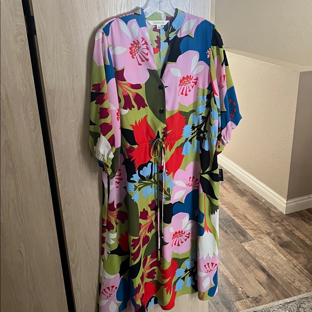Colorful Floral Long Sleeve Dress